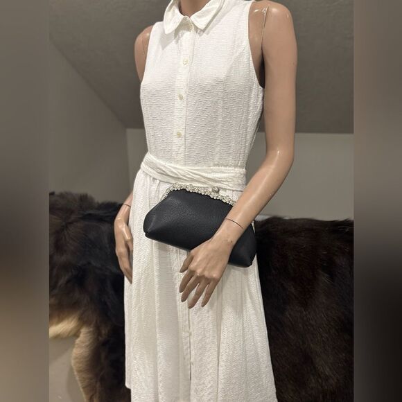 Black Genuine Togo Calfskin Handmade Push-lock Clutch/Wristlet/Evening Bag - Picture 10 of 10